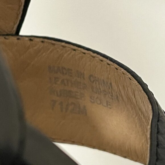 Michael Kors Black Leather Brushed Nickel Studded Buckle Platform Heels 7.5M - Picture 13 of 13